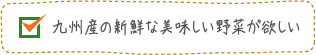 九州産の新鮮な美味しい野菜が欲しい