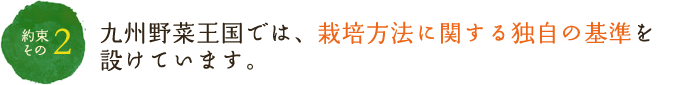 九州野菜王国では、栽培方法に関する独自の基準を設けています。