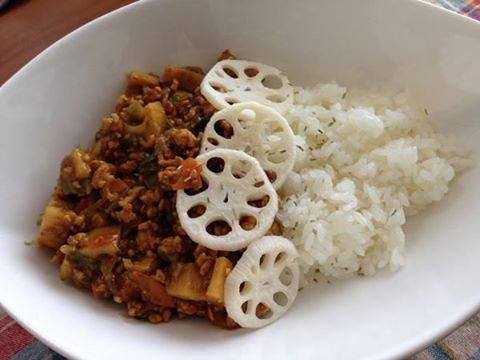 れんこんのキーマカレー